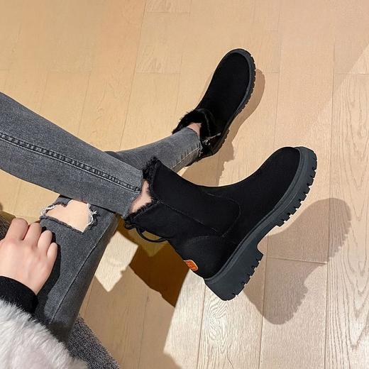 ZHR厚底雪地靴女2023年新款冬季百搭圆头中筒棉鞋加绒保暖靴子女 商品图2