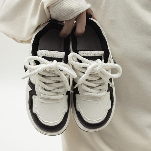 「两款配色！小香风板鞋」2023冬季新款加绒小白鞋国潮二棉鞋时尚学生鞋子 商品图3