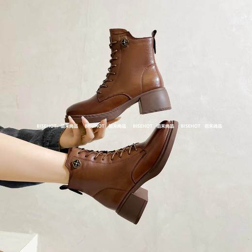 新品女士牛皮系带加绒增高女矮靴968B35554（W） 商品图5