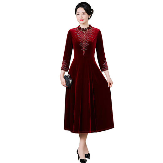 上海旗袍厂 MLY-秋装九分袖钉珠大摆新款专柜同款婚宴服奥黛款 商品图4