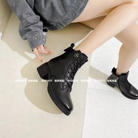新品女士牛皮系带加绒增高女矮靴968B35554（W）