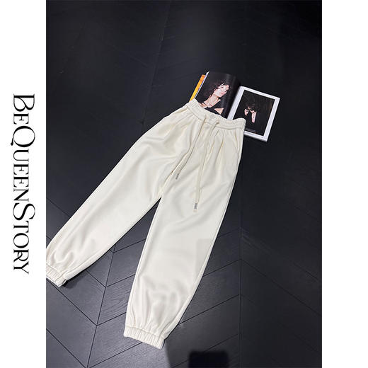 【孤品样衣，不退不换】【幸运女神】百搭抽绳高腰束脚卫裤保暖运动休闲裤秋冬 商品图3