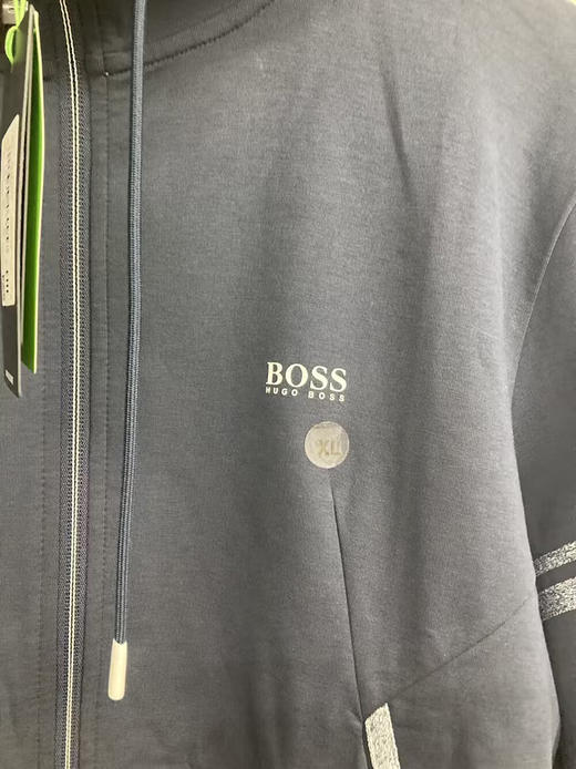 HUGO BOSS/胡戈波士男士黑标饰边LOGO拉链抽绳连帽衫卫衣外套 商品图3