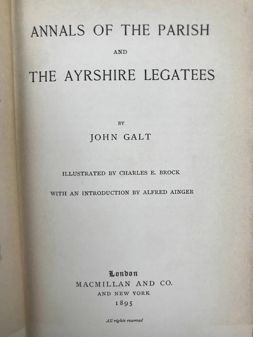 1895年 约翰·高尔特《教区编年史/艾尔郡的遗产受赠者》 CE布洛克数十幅插图 漆布精装32开 商品图3