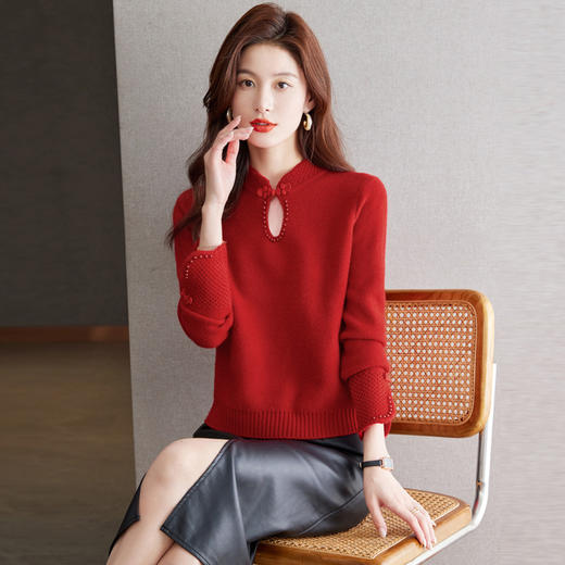新中式小香风立领毛衣，小个子国风上衣针织衫CC-MY-68276 商品图1