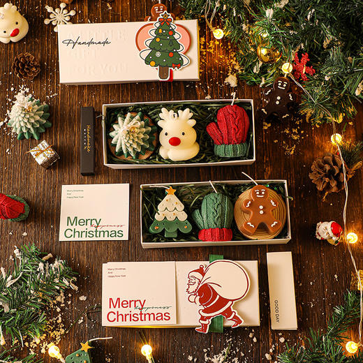 【圣诞礼物】圣诞节日卡通姜饼人蜡烛礼盒3件套 圣诞树小鹿造型香薰蜡烛套装伴手礼 商品图4