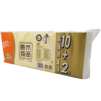 清风原木纯品中卷无芯卷纸12卷 商品图0
