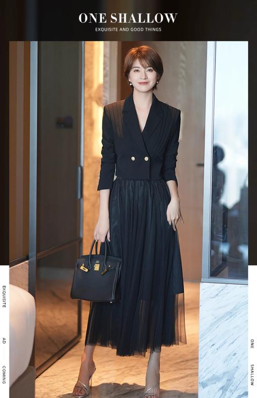 秒199元起！小香风套装女秋季高级气质名媛显瘦短款西装上衣纱裙两件套 商品图2