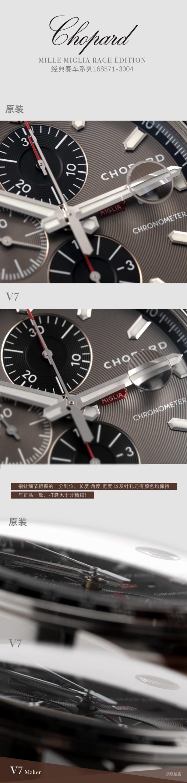 V7厂萧邦复刻手表赛车系列7750精品机芯真假对比评测