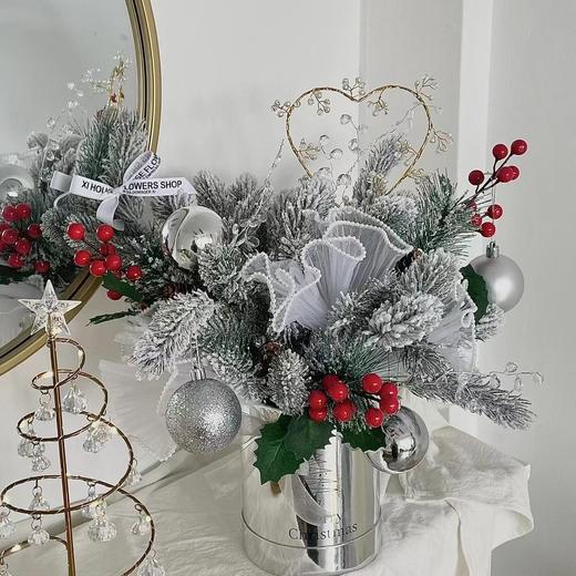 【圣诞花盒】圣诞小银桶3款可选/雪花款/圣诞树款 12*16cm 商品图9