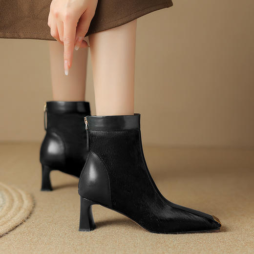 冬季新款，粗跟胎牛毛短靴LD-6631 商品图2