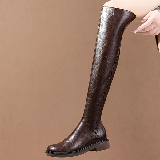 舒适百搭，纯色低跟过膝长筒靴HY-H3273 商品图0