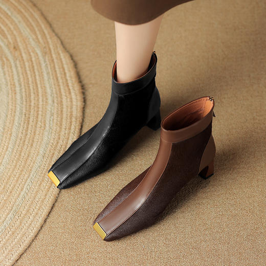 冬季新款，粗跟胎牛毛短靴LD-6631 商品图5