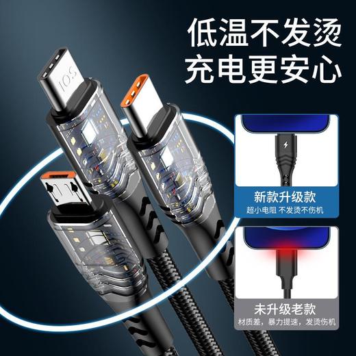 100W二拖三快充数据线type-c转三合一车载充电线二分三U+C to M+L 商品图2