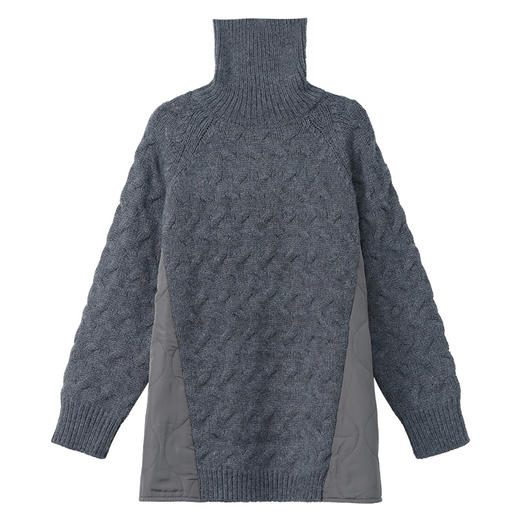 中长款棉服拼接高领毛衣，女秋冬慵懒风宽松外穿新款加厚打底衫CC-11-68122 商品图4