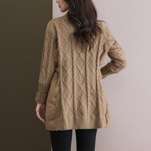 中长款宽松外穿棉服，拼接毛衣女秋冬新款冬季加厚半高领打底衫CC-11-68125 商品图3