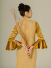 荷言GL旧时闺秀秋洺姜黄色旗袍连衣裙复古珍珠丝绒喇叭袖秋季新品 商品缩略图1