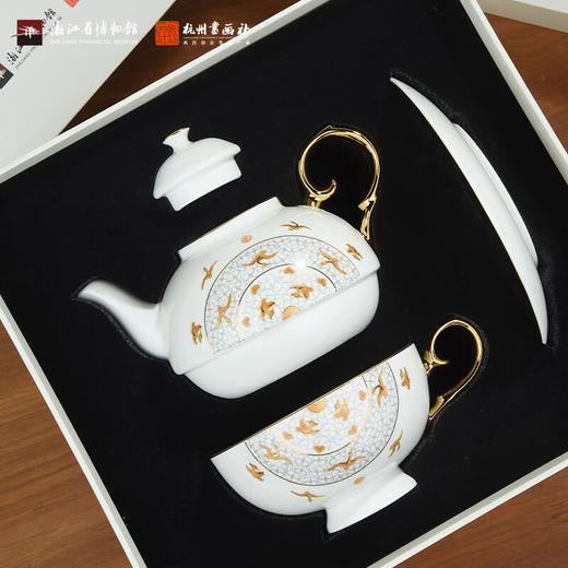 西泠印社杭州书画社浙江博物馆千秋万岁子母壶套装骨质瓷英式下午茶壶碟杯套装商务茶具礼品 商品图4