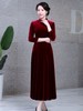 秋冬改良旗袍婚宴礼服长款丝绒连衣裙DNO72920 商品缩略图2