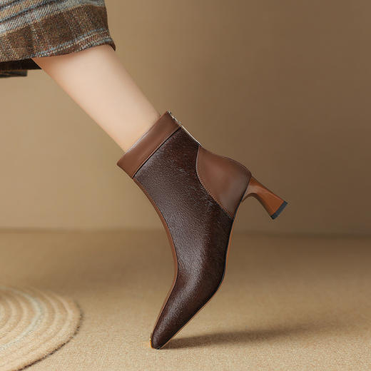 冬季新款，粗跟胎牛毛短靴LD-6631 商品图12