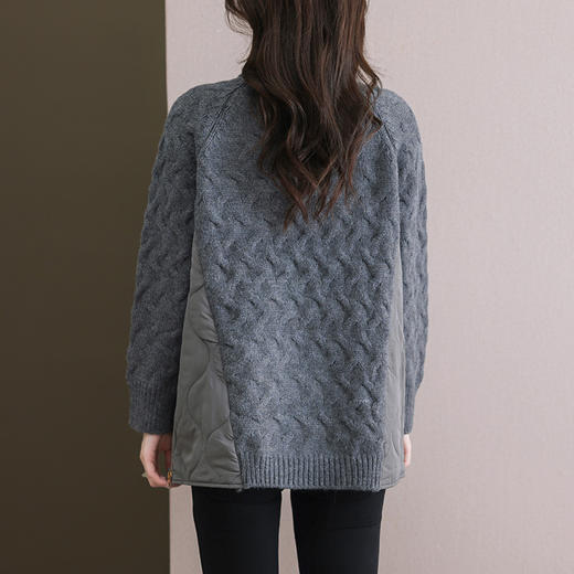 中长款棉服拼接高领毛衣，女秋冬慵懒风宽松外穿新款加厚打底衫CC-11-68122 商品图3