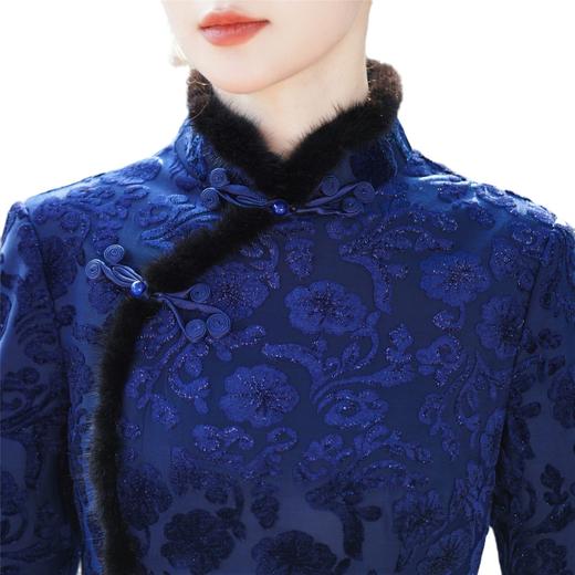 冬季加绒加厚保暖旗袍大摆裙，日常改良优雅大码修身显瘦减龄XS857 商品图4