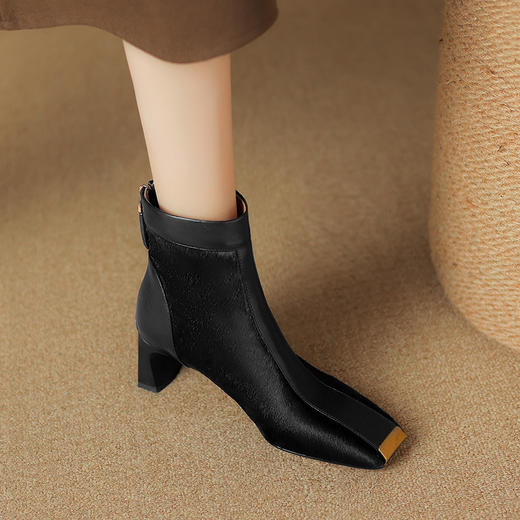 冬季新款，粗跟胎牛毛短靴LD-6631 商品图4