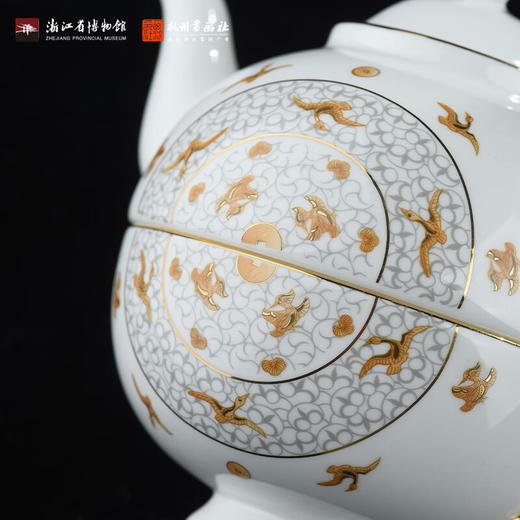 西泠印社杭州书画社浙江博物馆千秋万岁子母壶套装骨质瓷英式下午茶壶碟杯套装商务茶具礼品 商品图2