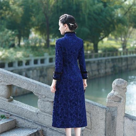 冬季加绒加厚保暖旗袍大摆裙，日常改良优雅大码修身显瘦减龄XS857 商品图5