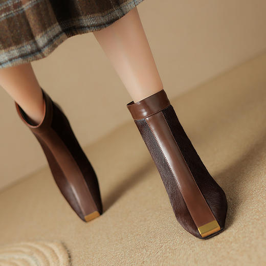 冬季新款，粗跟胎牛毛短靴LD-6631 商品图8