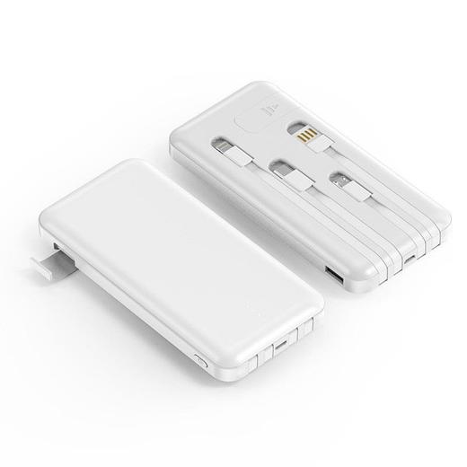 10000毫安超薄自带线充电宝 中性logo便携自带四线支架款移动电源 商品图4