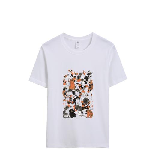 薛继业水墨猫230G重磅新疆长绒棉长袖 短袖白T恤纯男女圆领t桖 商品图4