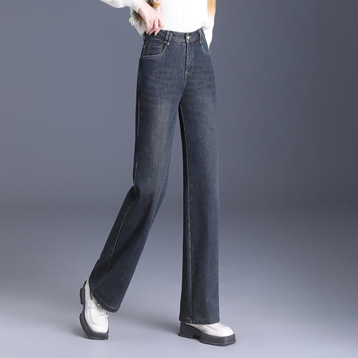 加绒牛仔裤宽松休闲裤，时尚气质阔腿裤宽松厚款长裤MYX-3352 商品图1