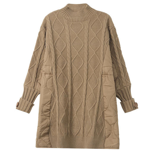 中长款宽松外穿棉服，拼接毛衣女秋冬新款冬季加厚半高领打底衫CC-11-68125 商品图4