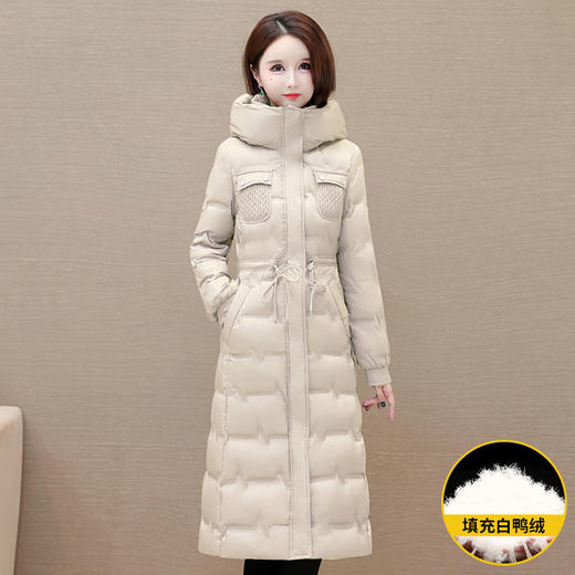 修身时尚，冬款长款简约保暖羽绒服长袖连帽洋气防寒白鸭绒外套YM-OMS-OB376-L 商品图1