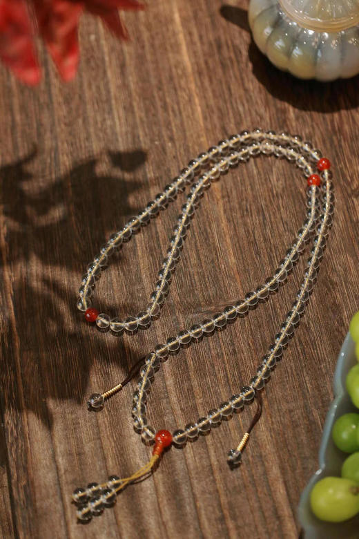 盛唐牡丹|天然白水晶108颗手持佛珠 商品图4