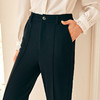 OLrain欧芮儿时髦黑色休闲裤女秋季2023新款简约修身通勤开叉西裤 商品缩略图1