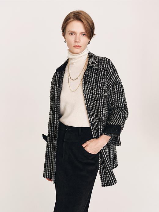 秋冬必入 羊毛羊绒混纺花呢衬衫式外套FJ474523D 商品图1