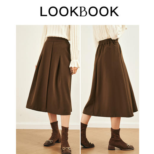 OLrain欧芮儿卡其色梭织半身裙女秋季2023年新款复古高腰显瘦长裙 商品图3