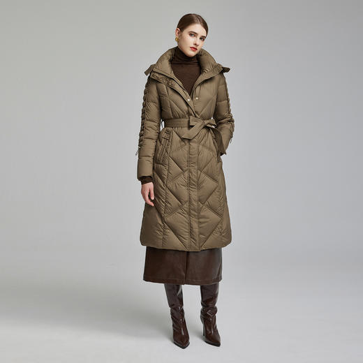 NR012斯尔丽23冬季新款双领连帽长款保暖羽绒服 商品图3