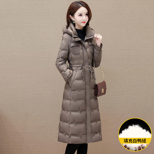 修身时尚，冬款长款简约保暖羽绒服长袖连帽洋气防寒白鸭绒外套YM-OMS-OB376-L 商品图2
