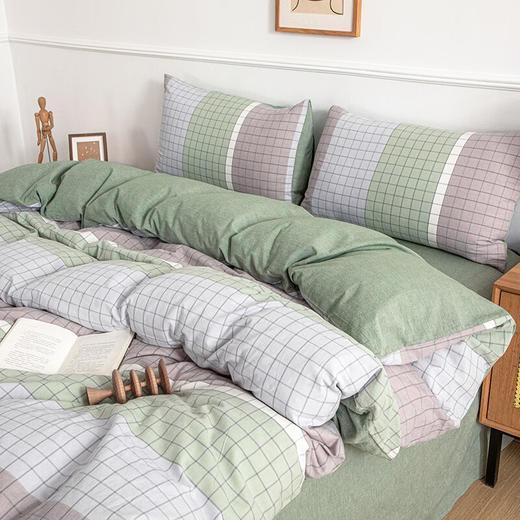 無印水洗色织全棉四件套-艺术格调经典格子MUJI-TJ23-08 商品图3