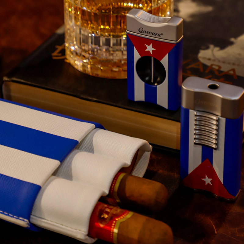 GUEVARA格瓦拉雪茄烟具套装古巴国旗系列皮套 雪茄剪 打火机