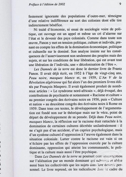 【中商原版】法农精选2本 法文原版 全世界受苦的人 黑皮肤白面具 Frantz Fanon 社科哲学图书 经典作品集 商品图4
