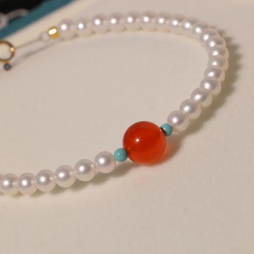 甄珠贝 南红珍珠手链 淡水4-5mm+8-9mm南红珠，点缀两颗绿松小珠 商品图1