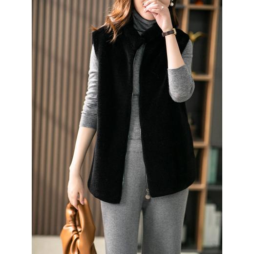 原形 短款羊剪绒马甲女2023秋冬新款韩版皮毛一体保暖加厚皮草外套 商品图0