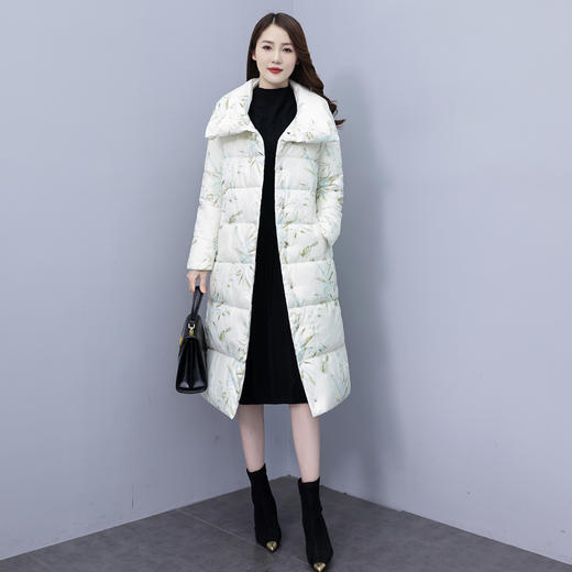 通勤百搭，加厚中长款印花棉袄外套立领单排扣新款羽绒棉服HR-XMRS2335 商品图5