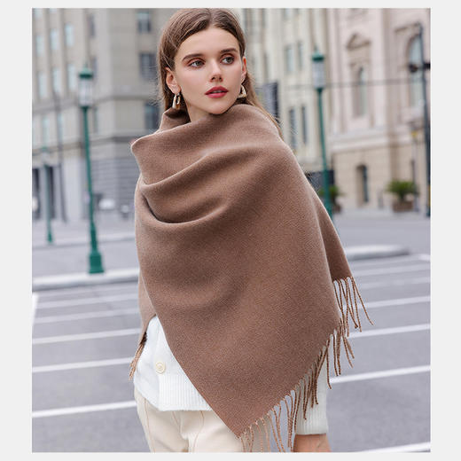 抢79两条！【MUYANHUAN 木言欢双面单色仿羊绒围巾/双F格子围巾】保暖流苏亲肤可做围巾/披肩/暖毯 商品图7