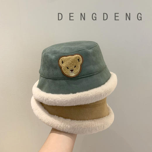 【一顶帽子！童年的暖意】宝宝帽子秋冬小熊男童女童渔夫帽，儿童加厚毛绒盆帽婴幼儿保暖帽子，可爱稚嫩，萌趣满满 男女通用、加厚设计 hh 商品图1