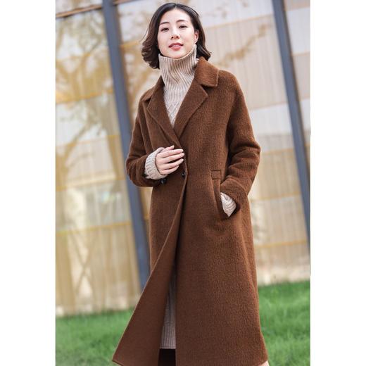 原形阿尔巴卡羊驼毛呢大衣女2022冬季新款韩版显瘦中长款羊毛呢子外套 商品图0